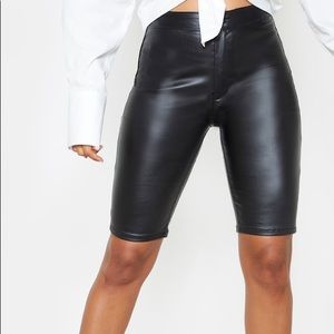 PRETTYLITTLETHING Black Coated Cycling Shorts